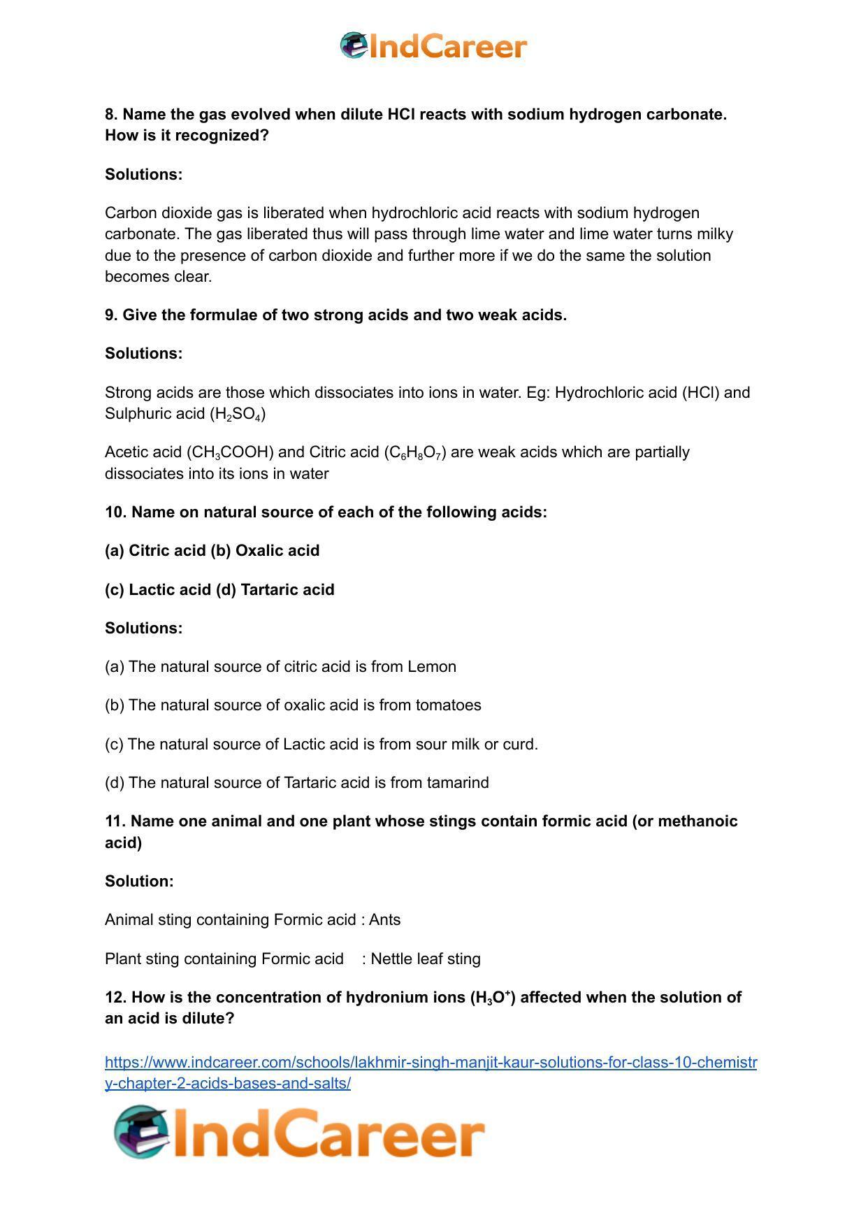 Lakhmir Singh Manjit Kaur Solutions for Class 10 Chemistry: Chapter 2- Acids, Bases and Salts - Page 4