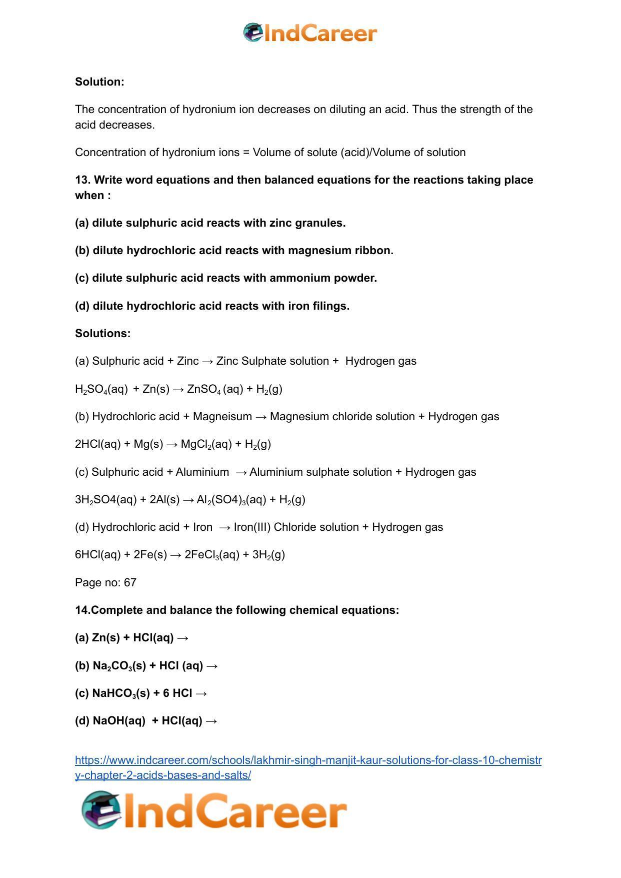 Lakhmir Singh Manjit Kaur Solutions for Class 10 Chemistry: Chapter 2- Acids, Bases and Salts - Page 5