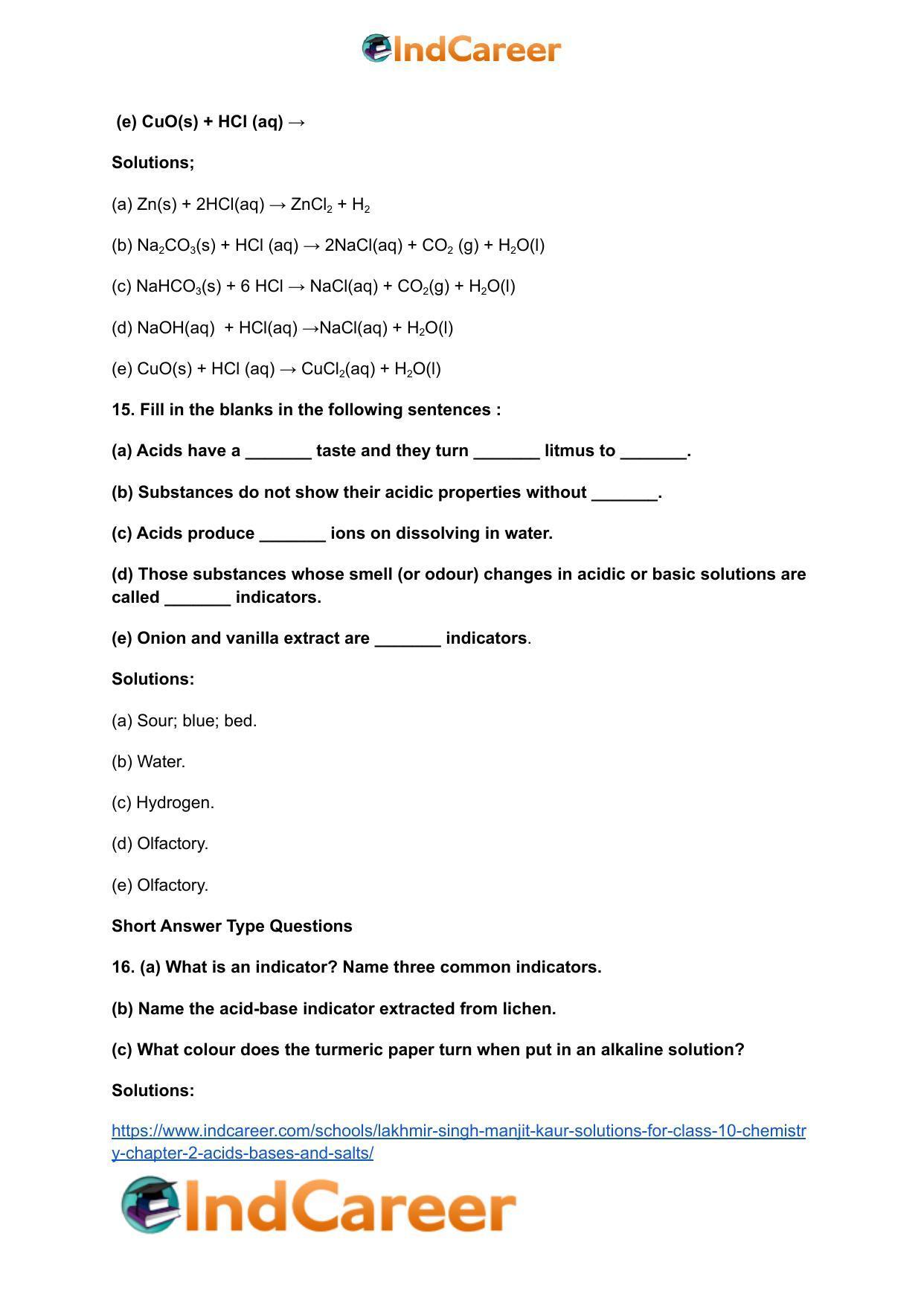 Lakhmir Singh Manjit Kaur Solutions for Class 10 Chemistry: Chapter 2- Acids, Bases and Salts - Page 6