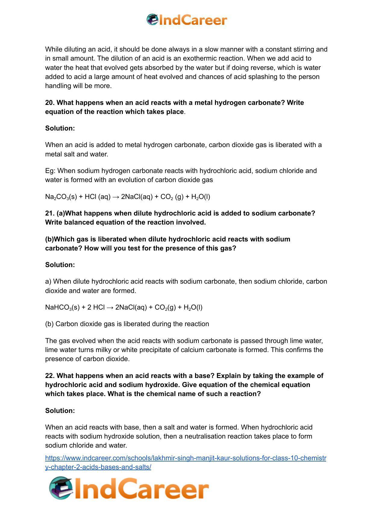Lakhmir Singh Manjit Kaur Solutions for Class 10 Chemistry: Chapter 2- Acids, Bases and Salts - Page 8