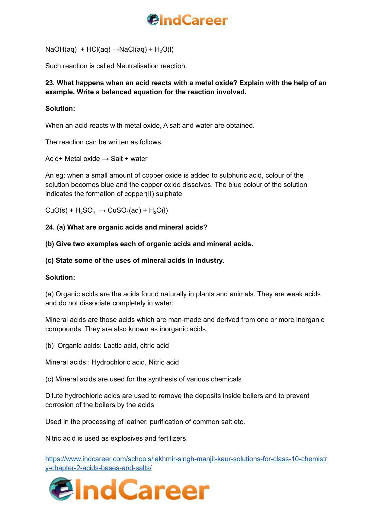 Lakhmir Singh Manjit Kaur Solutions for Class 10 Chemistry: Chapter 2- Acids, Bases and Salts - Page 9