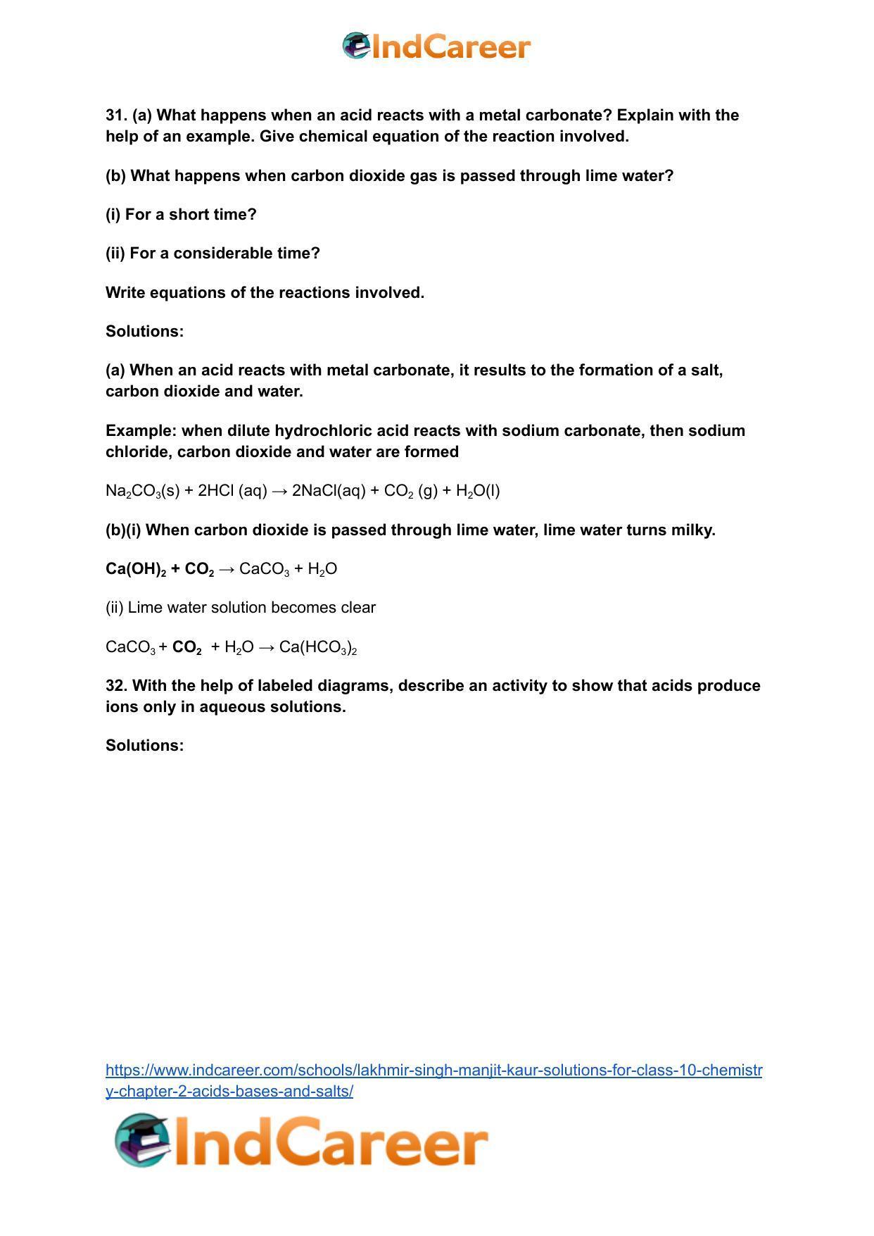 Lakhmir Singh Manjit Kaur Solutions for Class 10 Chemistry: Chapter 2- Acids, Bases and Salts - Page 12