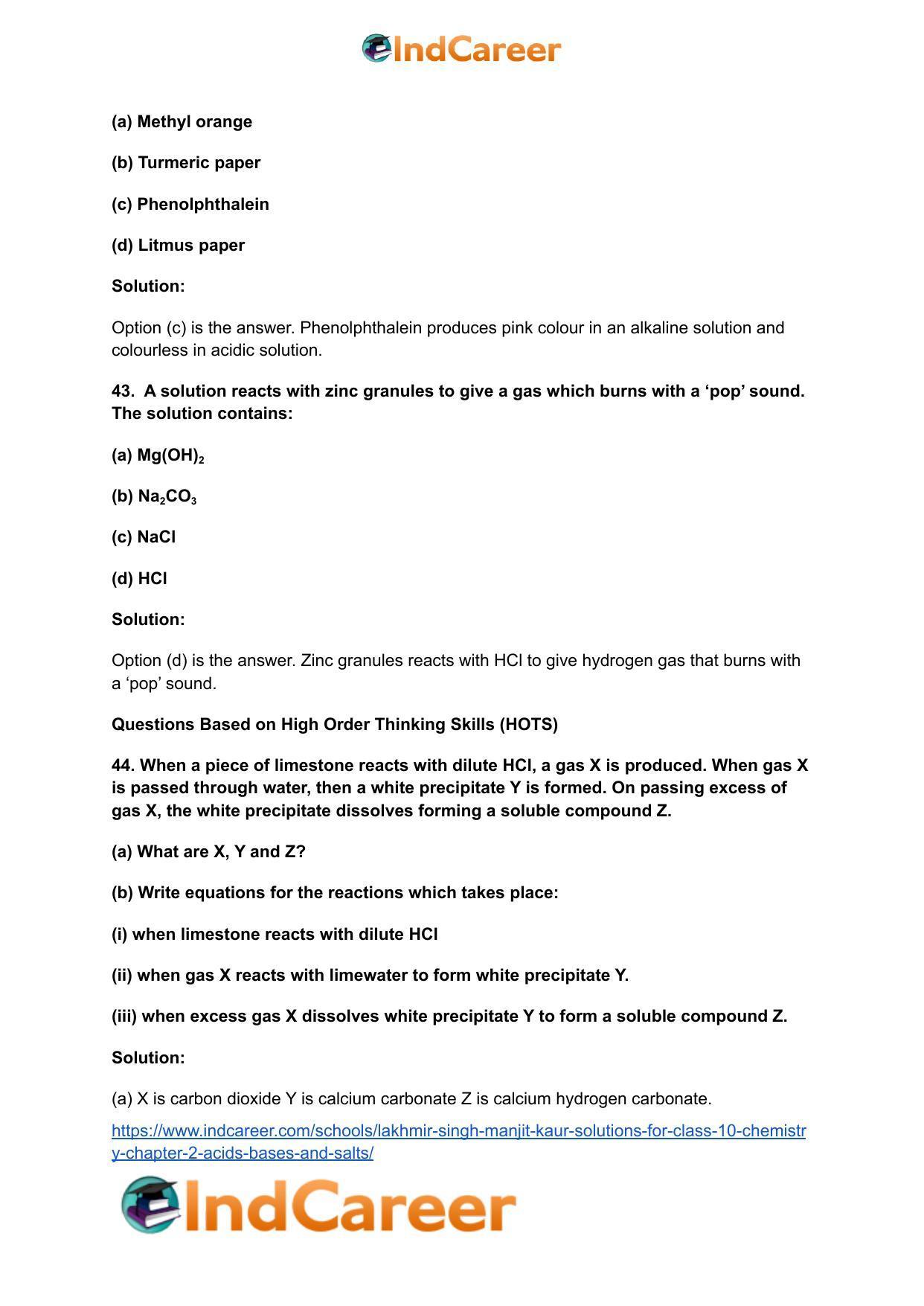 Lakhmir Singh Manjit Kaur Solutions for Class 10 Chemistry: Chapter 2- Acids, Bases and Salts - Page 17