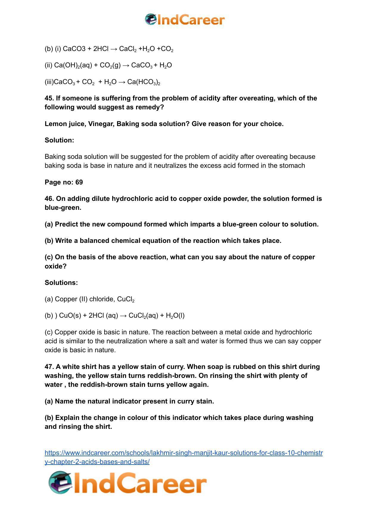 Lakhmir Singh Manjit Kaur Solutions for Class 10 Chemistry: Chapter 2- Acids, Bases and Salts - Page 18