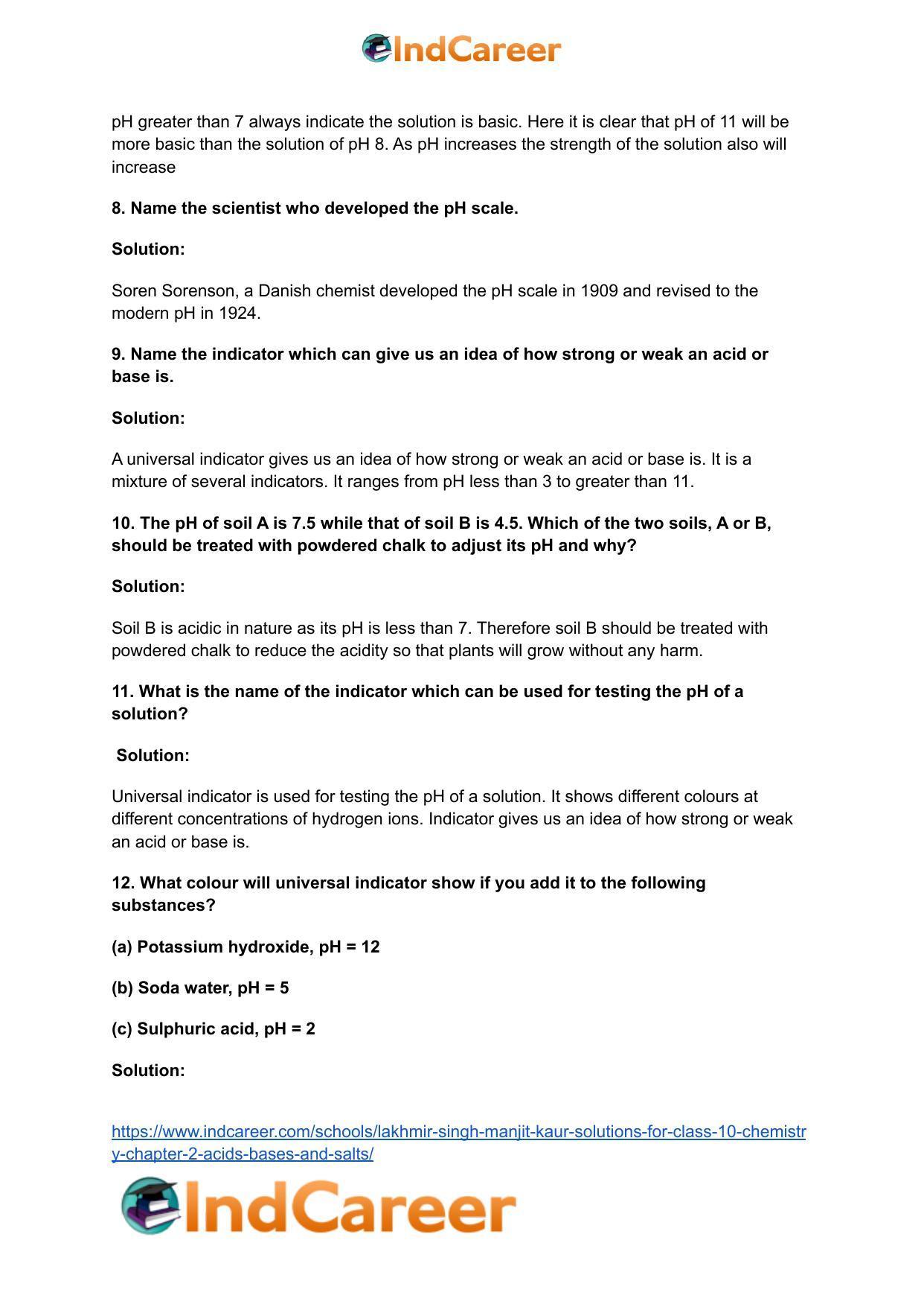 Lakhmir Singh Manjit Kaur Solutions for Class 10 Chemistry: Chapter 2- Acids, Bases and Salts - Page 22