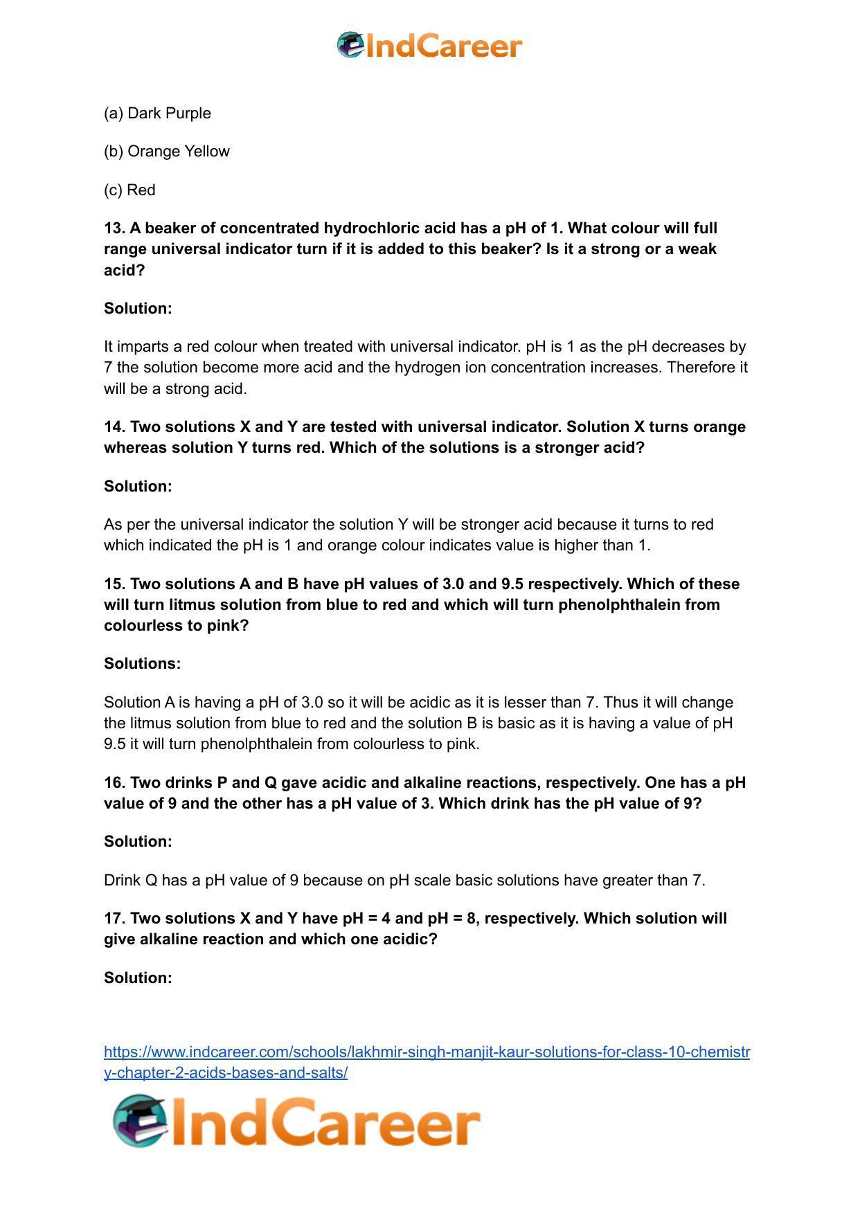 Lakhmir Singh Manjit Kaur Solutions for Class 10 Chemistry: Chapter 2- Acids, Bases and Salts - Page 23