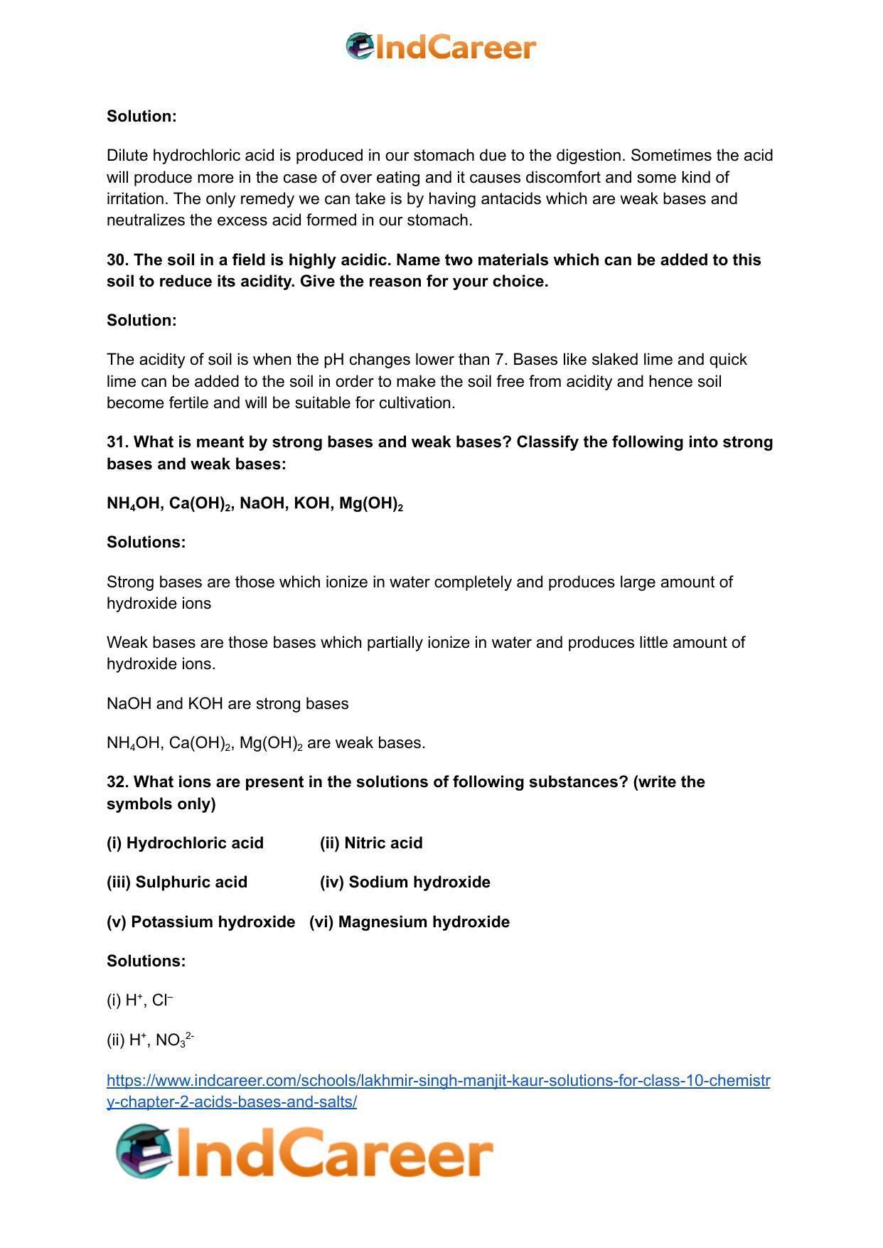 Lakhmir Singh Manjit Kaur Solutions for Class 10 Chemistry: Chapter 2- Acids, Bases and Salts - Page 28