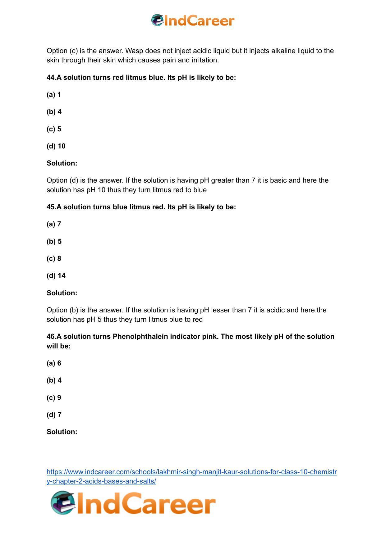 Lakhmir Singh Manjit Kaur Solutions for Class 10 Chemistry: Chapter 2- Acids, Bases and Salts - Page 34