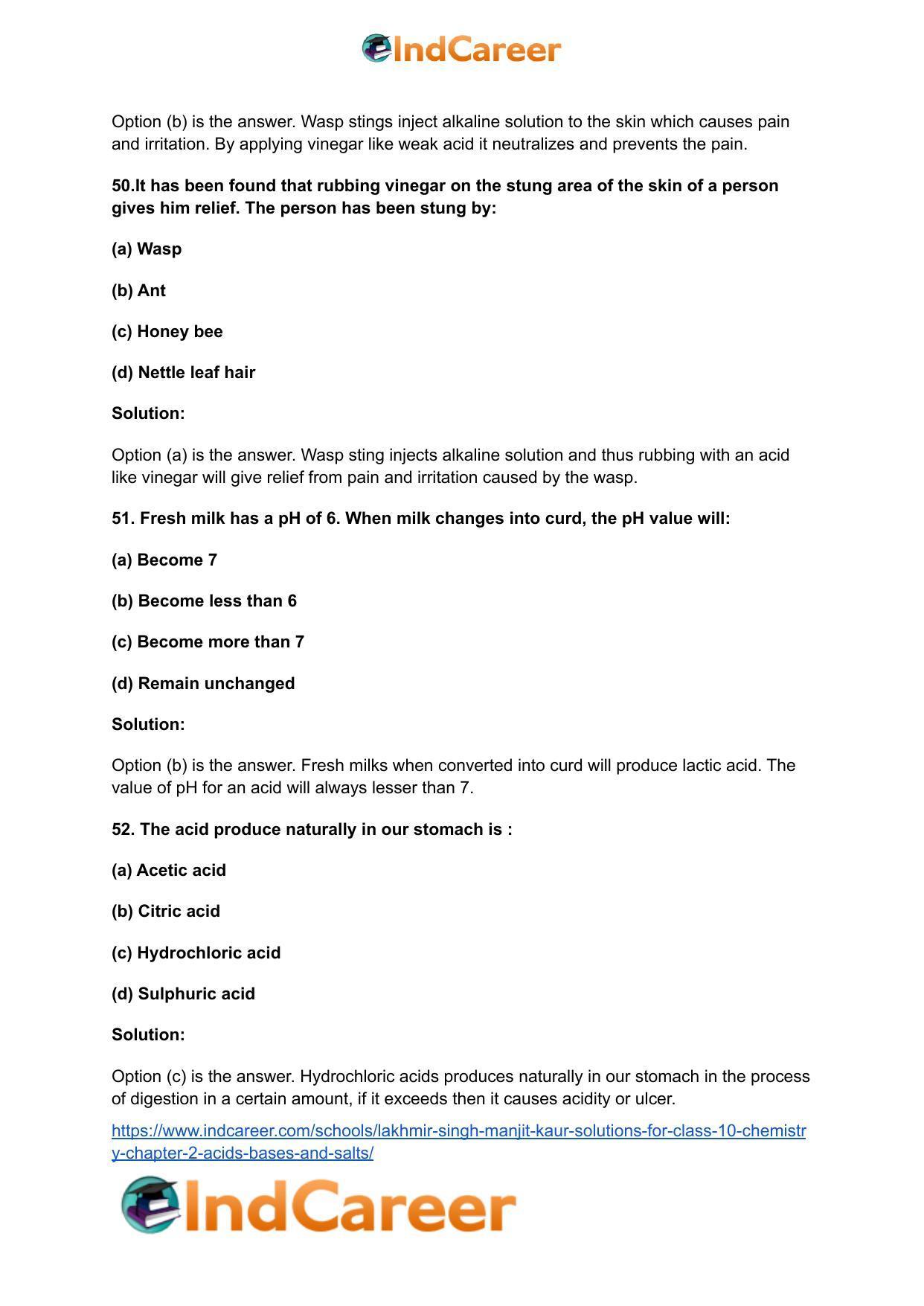 Lakhmir Singh Manjit Kaur Solutions for Class 10 Chemistry: Chapter 2- Acids, Bases and Salts - Page 36