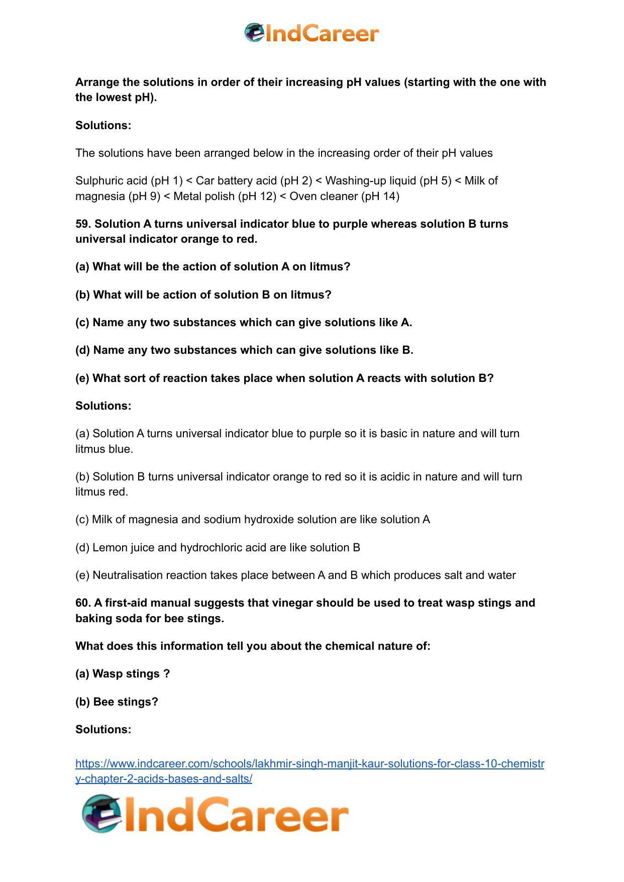 Lakhmir Singh Manjit Kaur Solutions for Class 10 Chemistry: Chapter 2- Acids, Bases and Salts - Page 39
