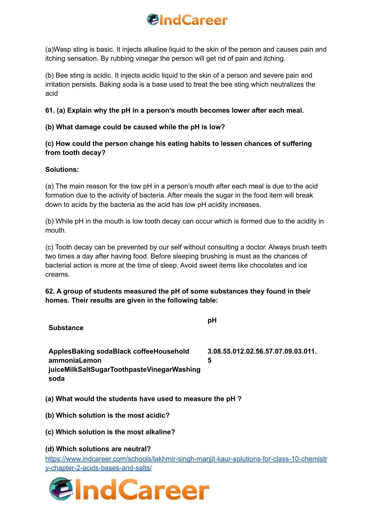 Lakhmir Singh Manjit Kaur Solutions for Class 10 Chemistry: Chapter 2- Acids, Bases and Salts - Page 40
