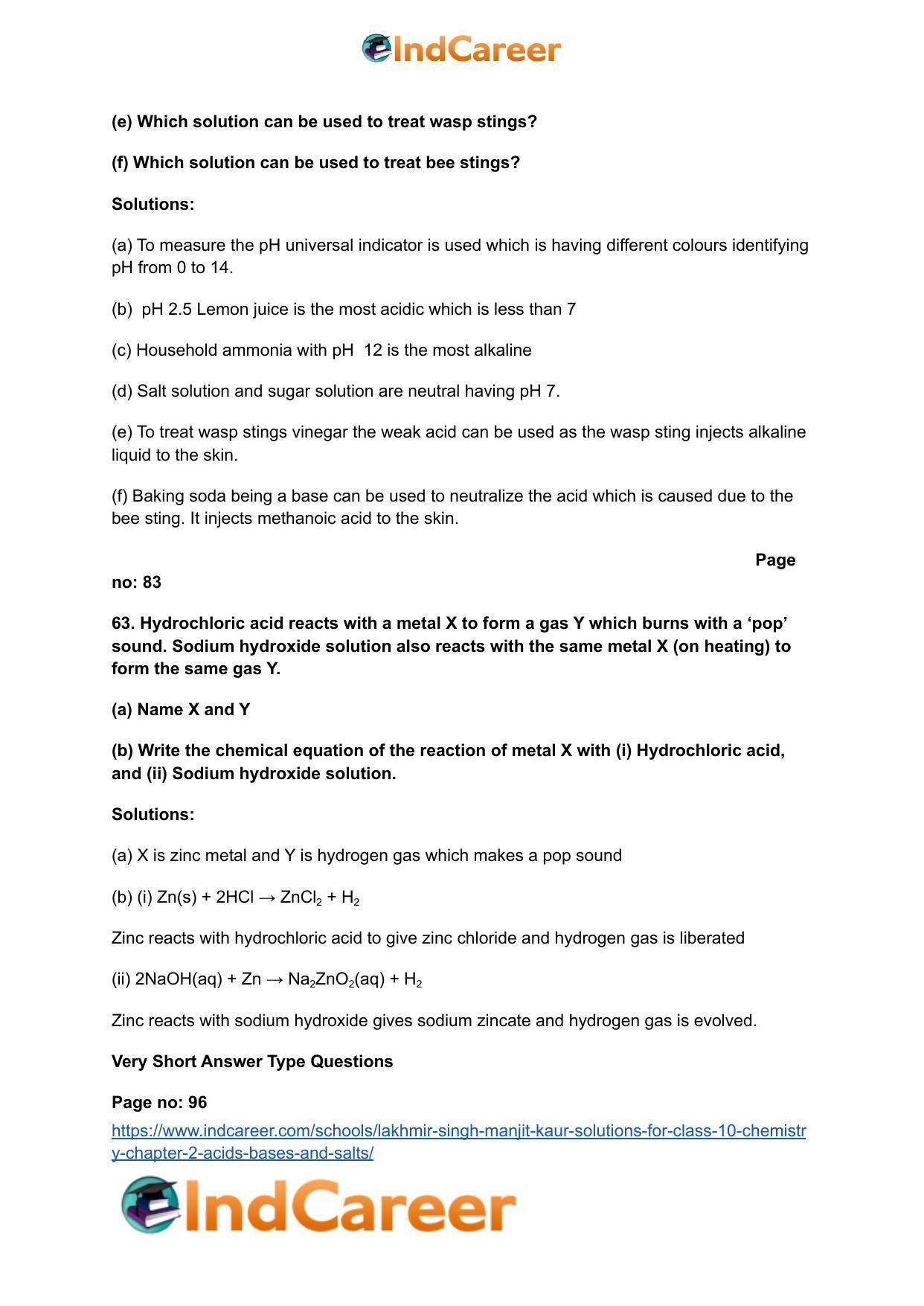Lakhmir Singh Manjit Kaur Solutions for Class 10 Chemistry: Chapter 2- Acids, Bases and Salts - Page 41