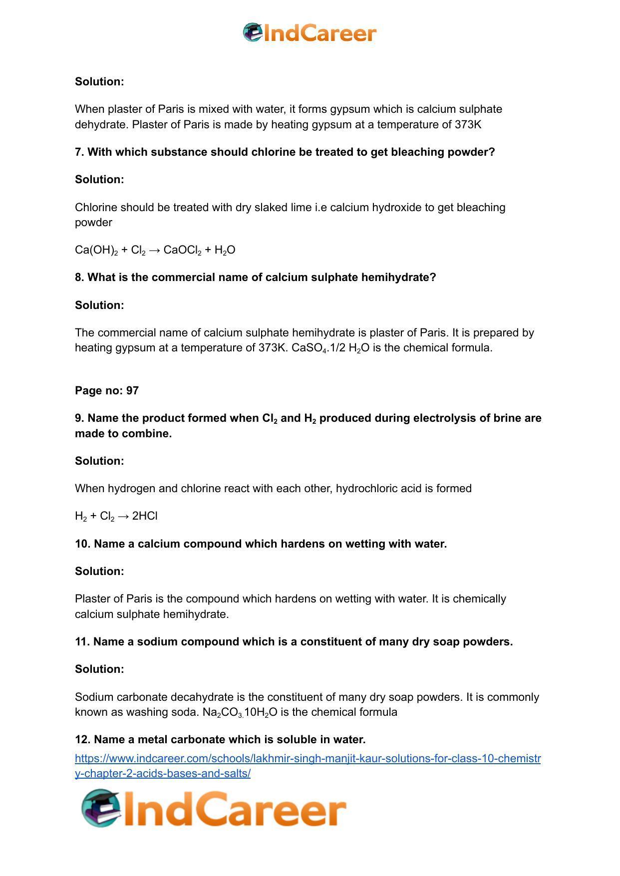 Lakhmir Singh Manjit Kaur Solutions for Class 10 Chemistry: Chapter 2- Acids, Bases and Salts - Page 43