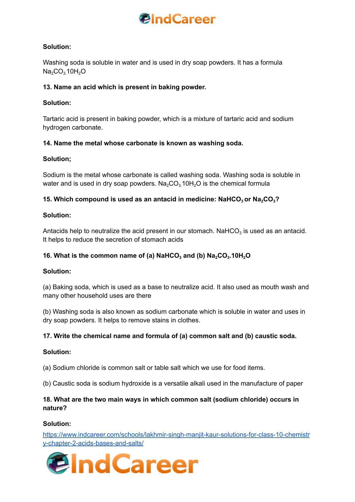 Lakhmir Singh Manjit Kaur Solutions for Class 10 Chemistry: Chapter 2- Acids, Bases and Salts - Page 44