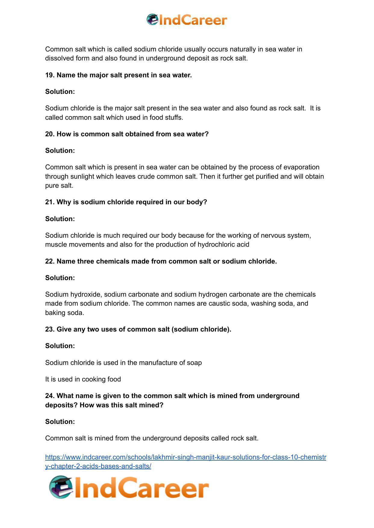 Lakhmir Singh Manjit Kaur Solutions for Class 10 Chemistry: Chapter 2- Acids, Bases and Salts - Page 45