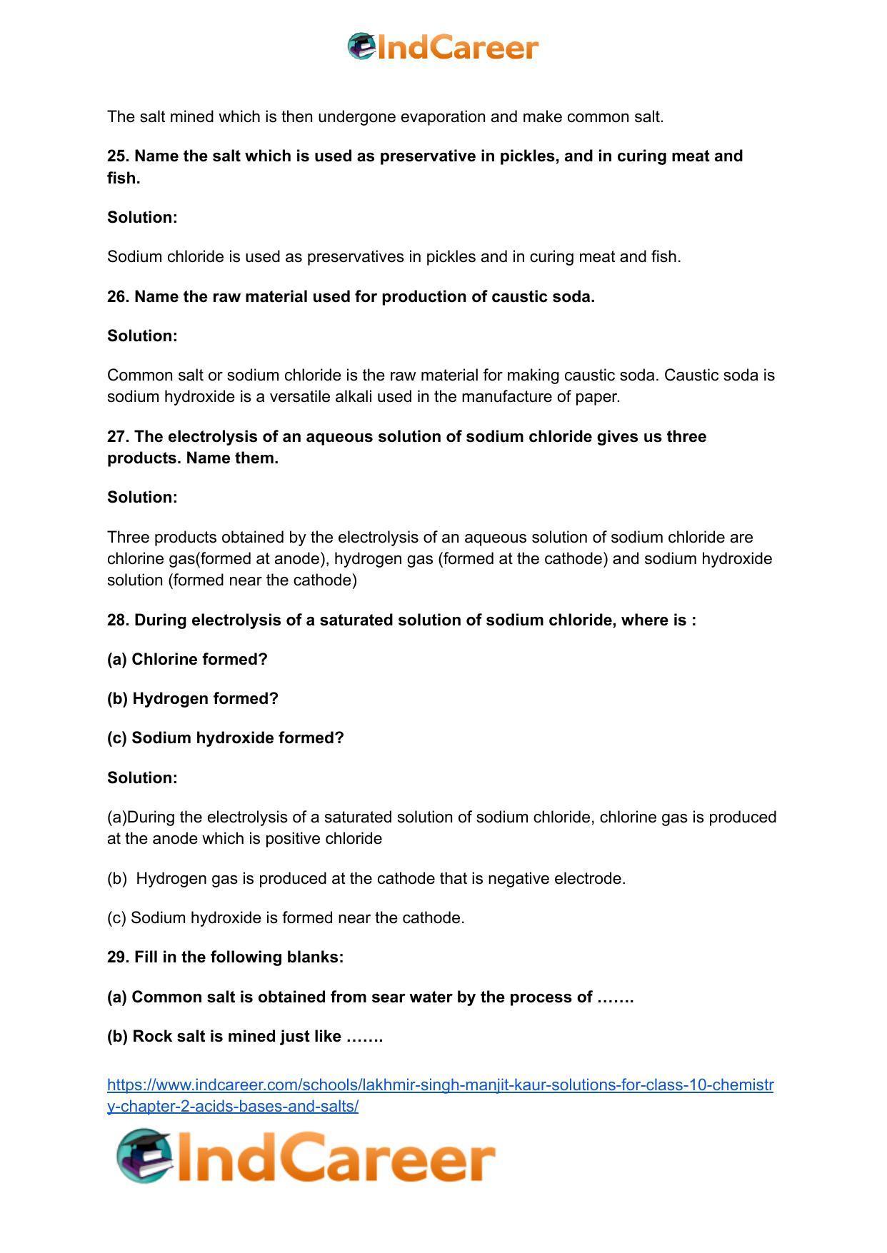 Lakhmir Singh Manjit Kaur Solutions for Class 10 Chemistry: Chapter 2- Acids, Bases and Salts - Page 46