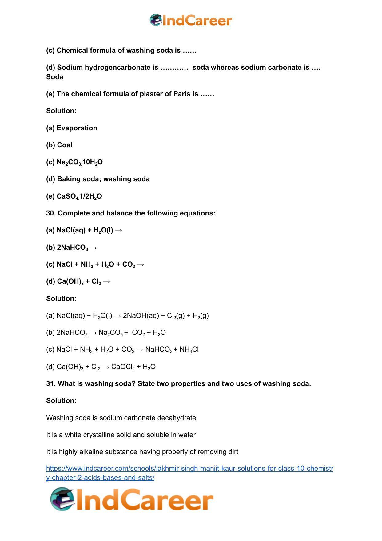Lakhmir Singh Manjit Kaur Solutions for Class 10 Chemistry: Chapter 2- Acids, Bases and Salts - Page 47