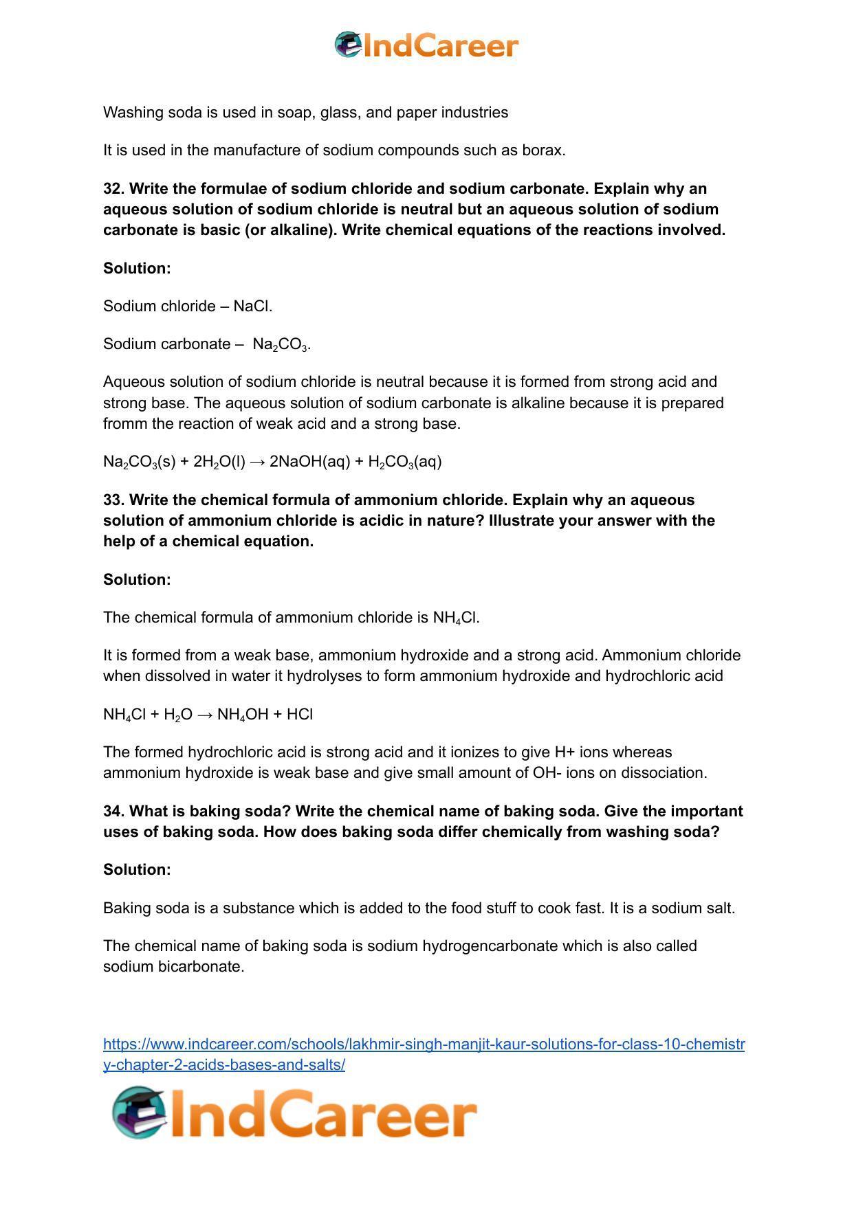 Lakhmir Singh Manjit Kaur Solutions for Class 10 Chemistry: Chapter 2- Acids, Bases and Salts - Page 48