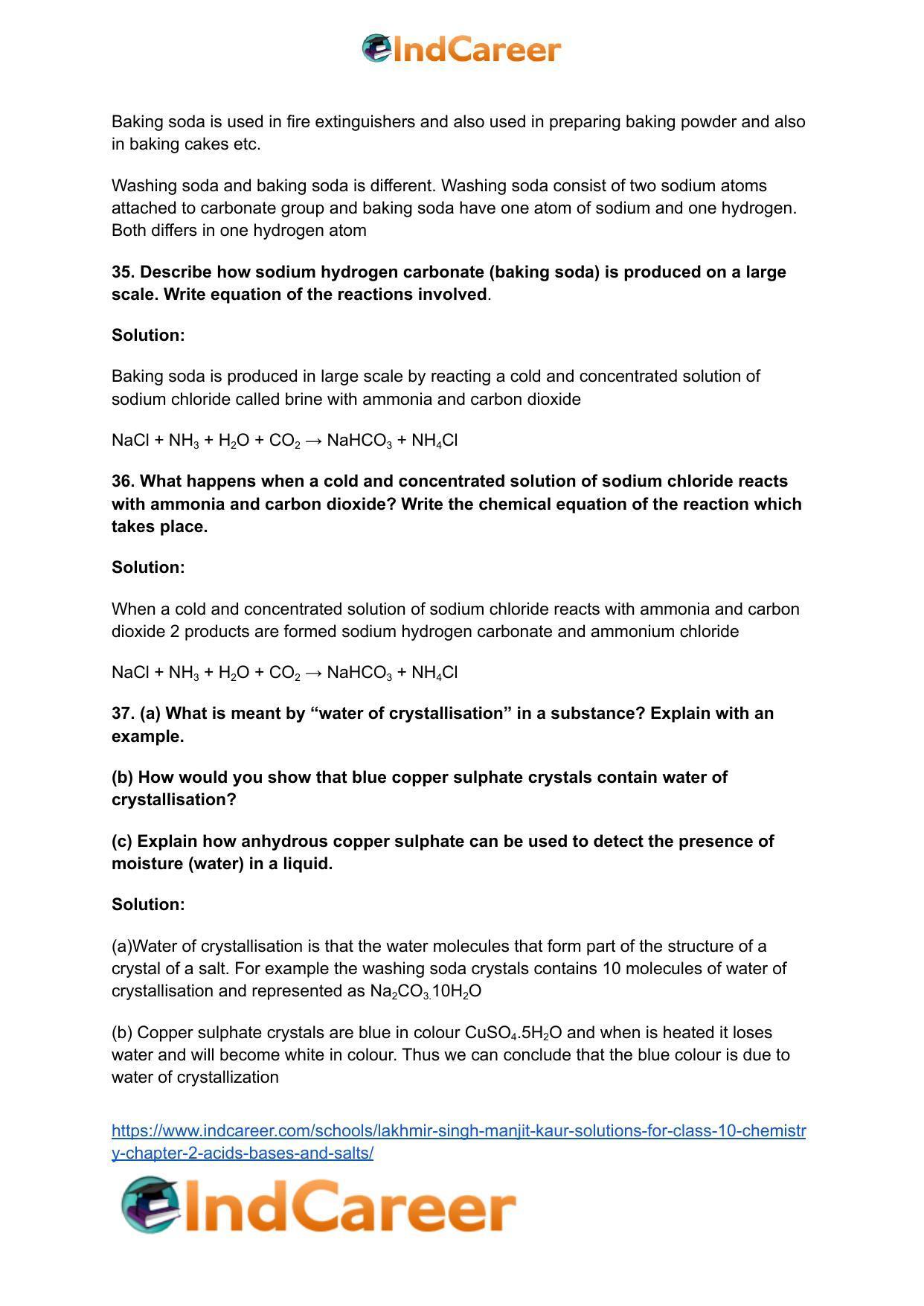 Lakhmir Singh Manjit Kaur Solutions for Class 10 Chemistry: Chapter 2- Acids, Bases and Salts - Page 49