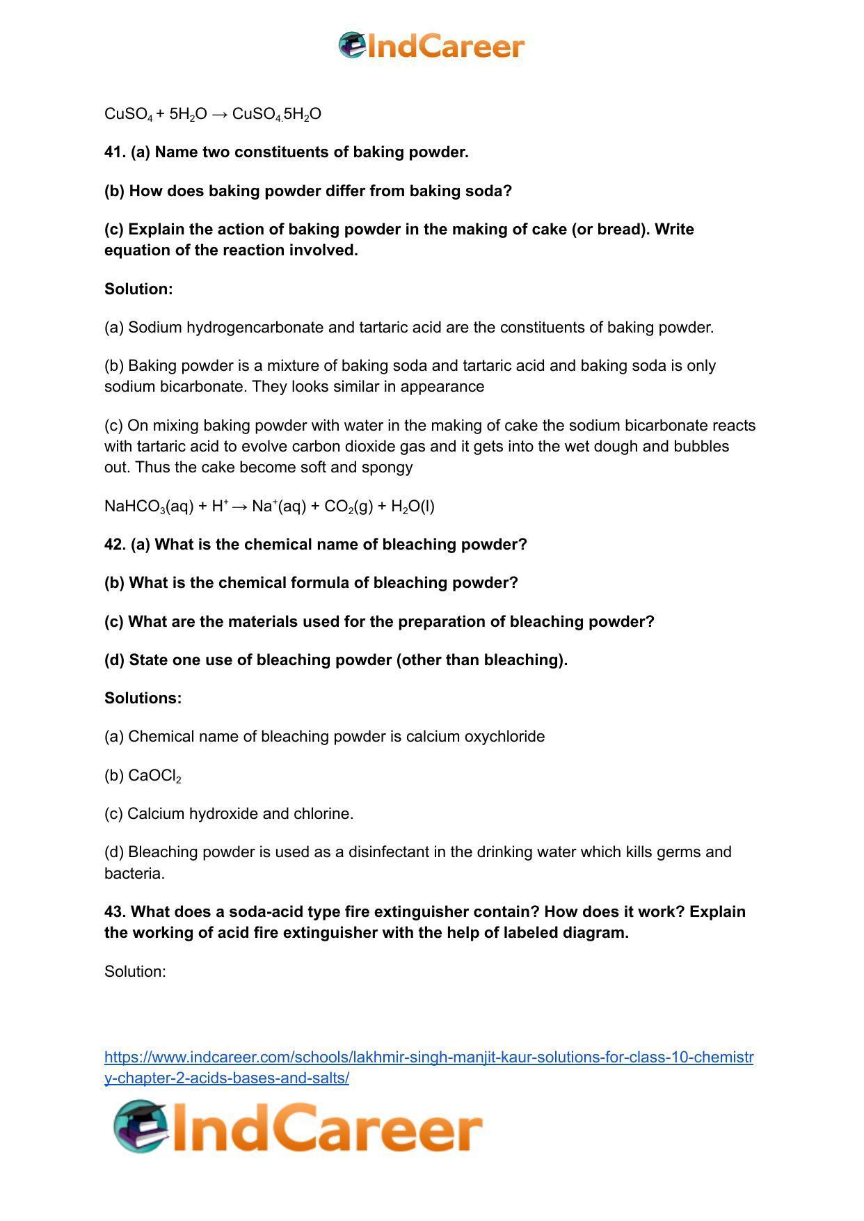 Lakhmir Singh Manjit Kaur Solutions for Class 10 Chemistry: Chapter 2- Acids, Bases and Salts - Page 51
