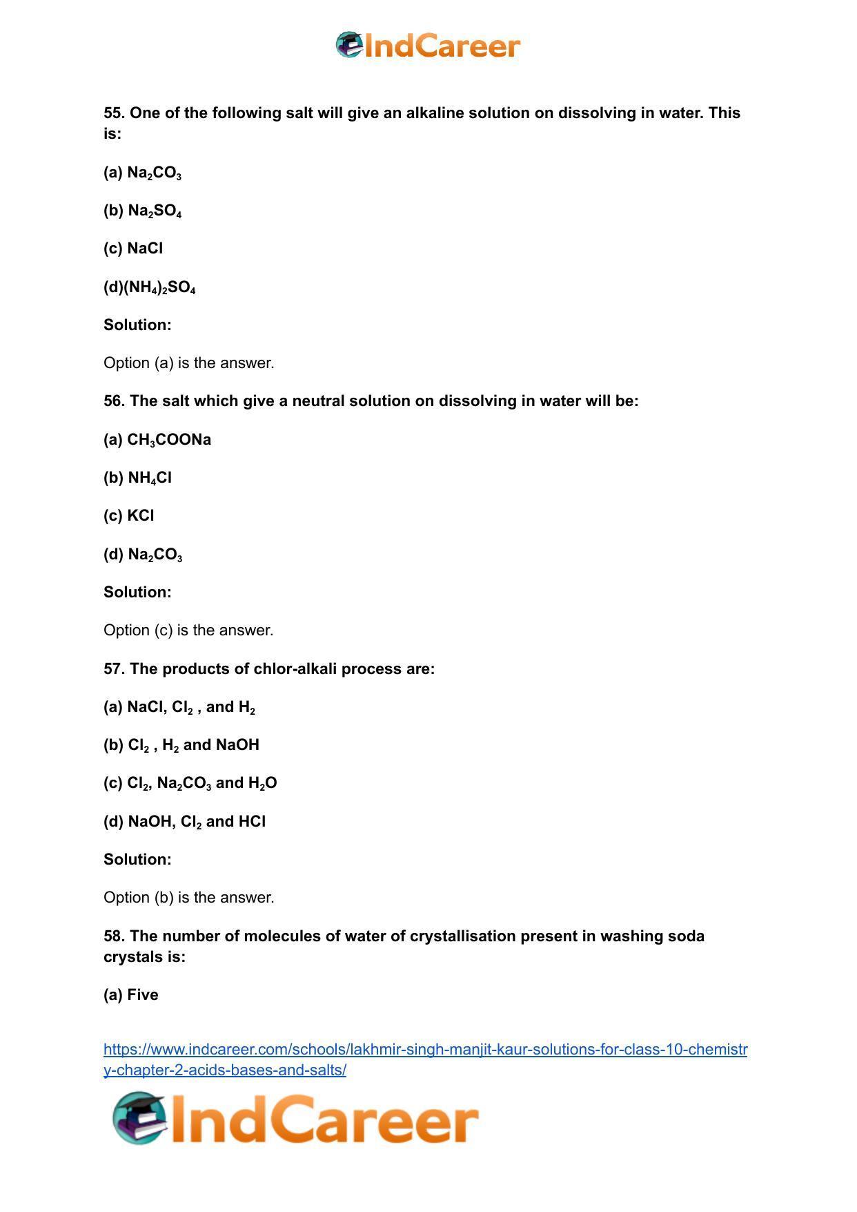 Lakhmir Singh Manjit Kaur Solutions for Class 10 Chemistry: Chapter 2- Acids, Bases and Salts - Page 59