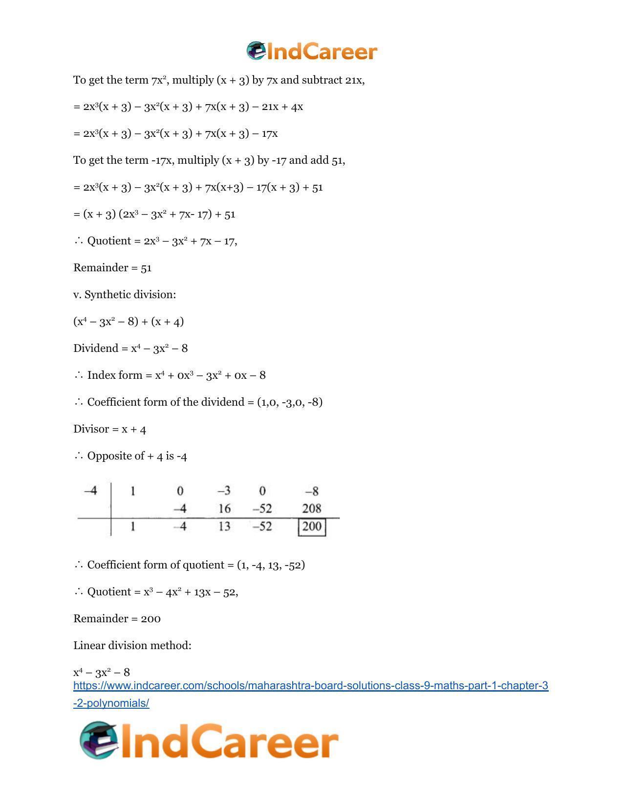 Maharashtra Board Solutions Class 9-Maths (Part 1): Chapter 3.2- Polynomials - Page 7