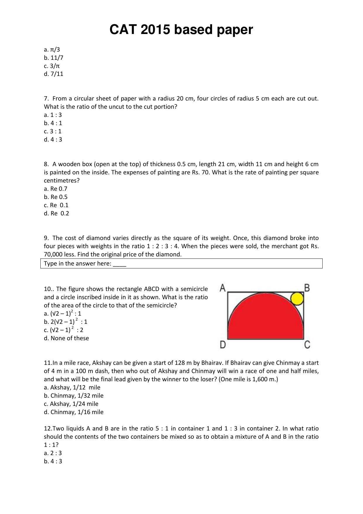 CAT 2015 CAT QA Question Paper - Page 2