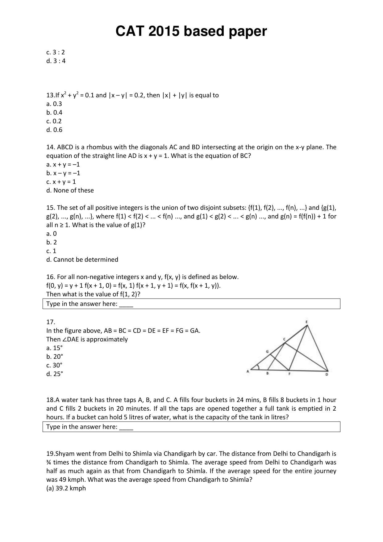 CAT 2015 CAT QA Question Paper - Page 3