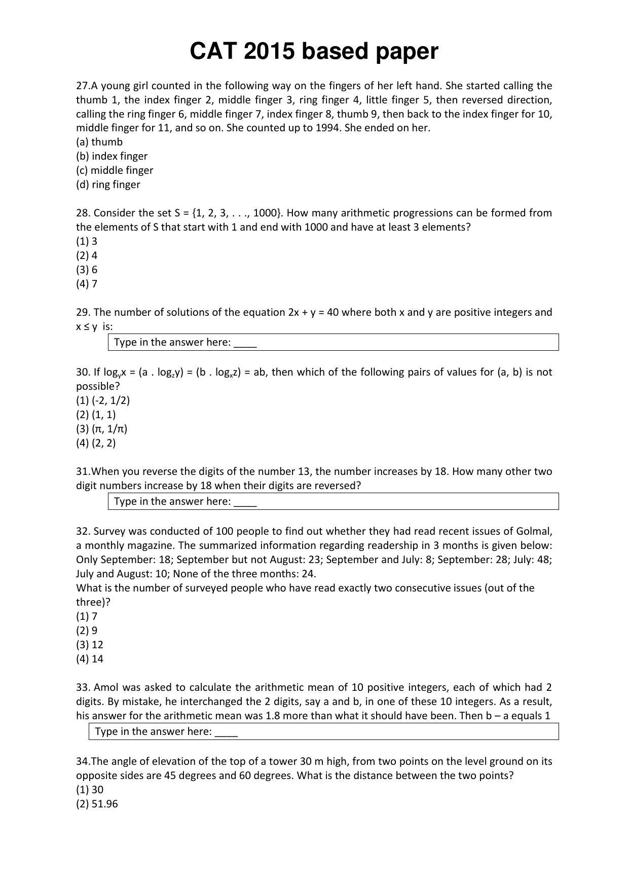 CAT 2015 CAT QA Question Paper - Page 5