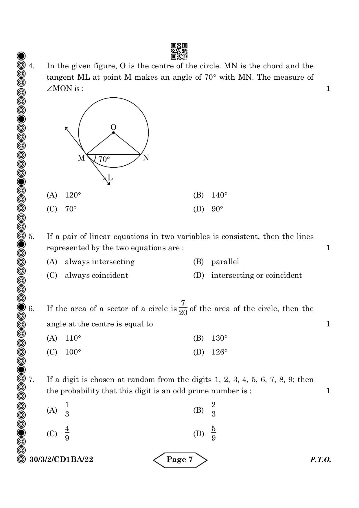 CBSE Class 10 30-3-2 Mathematics Standard 2024 Question Paper - Page 7