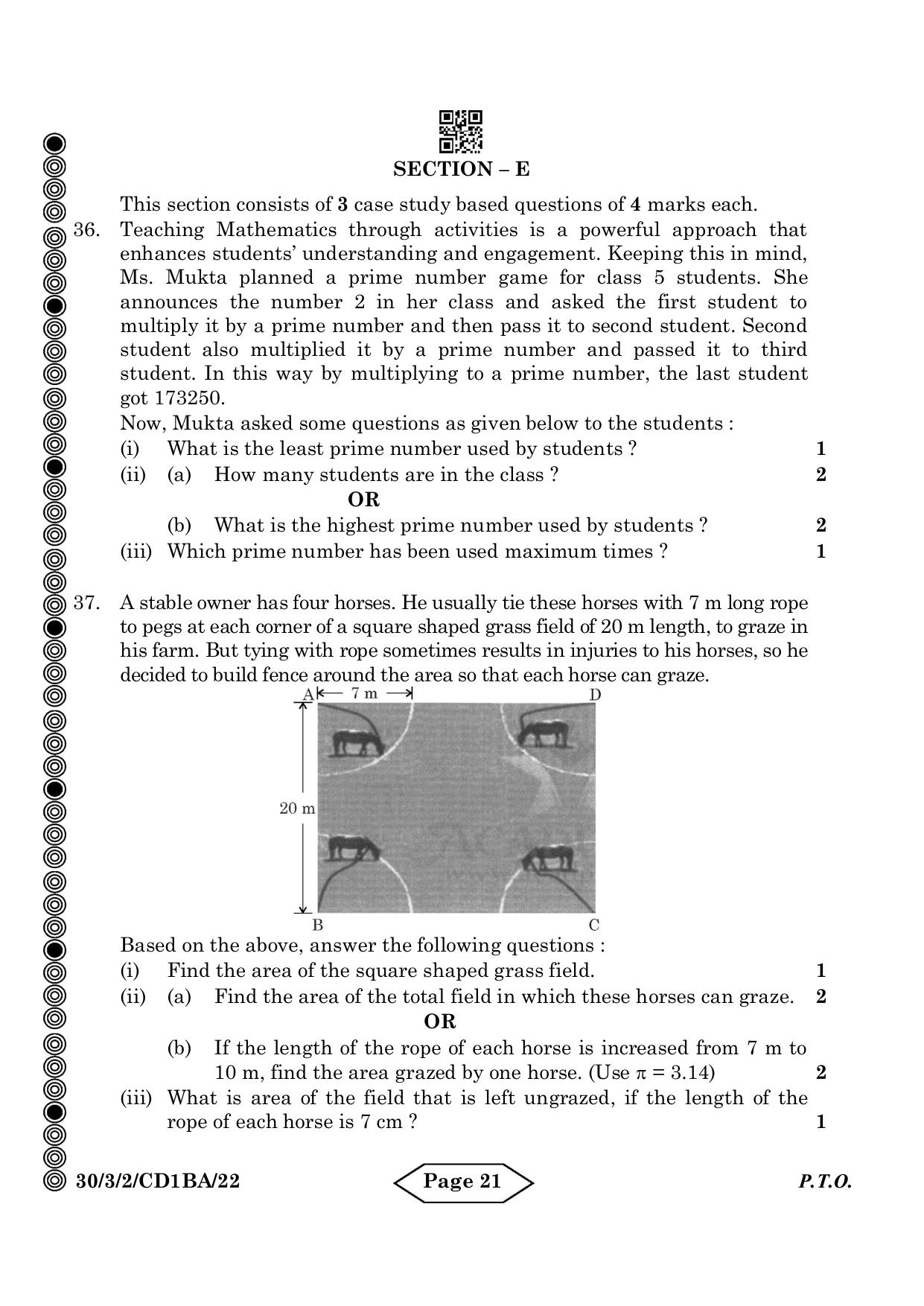 CBSE Class 10 30-3-2 Mathematics Standard 2024 Question Paper - Page 21