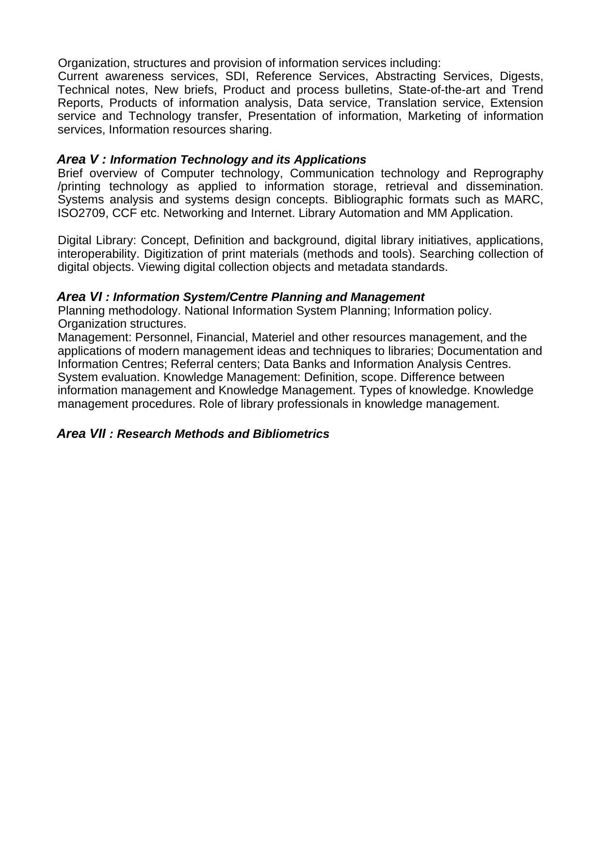 ISI Admission Test JRF in Library and Information Science Syllabus - Page 2
