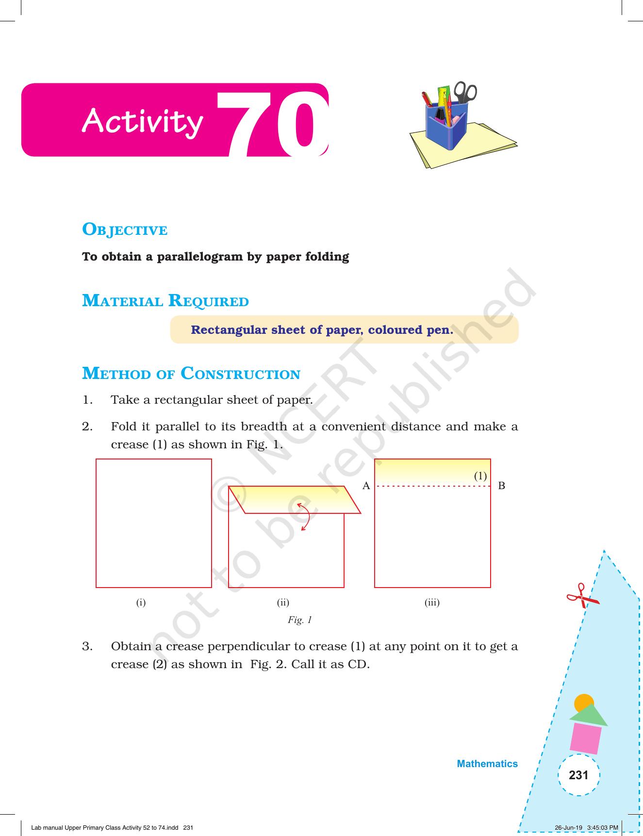 NCERT Laboratory Manuals for Class VI to VIII: Mathematics - Activities for VI to VIII (52- 74) - Page 43