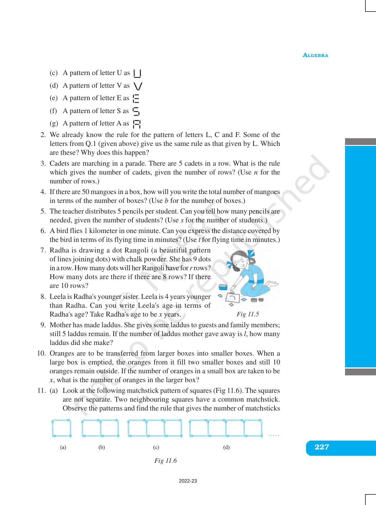 NCERT Book for Class 6 Maths: Chapter 11-Algebra - Page 7