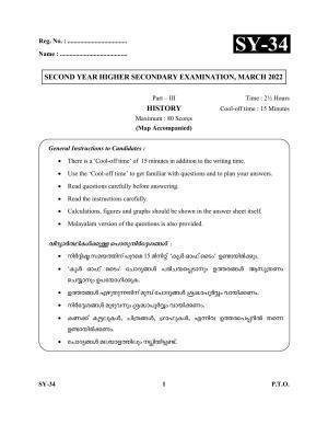 Kerala Plus Two Question Paper 2022 - History