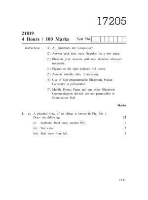 MSBTE Summer Question Paper 2019 - Engineering Drawing Mode