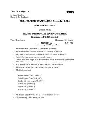 Annamalai University Internet And Java Programming B.C.A. (OUS) December 2014 Question Papers