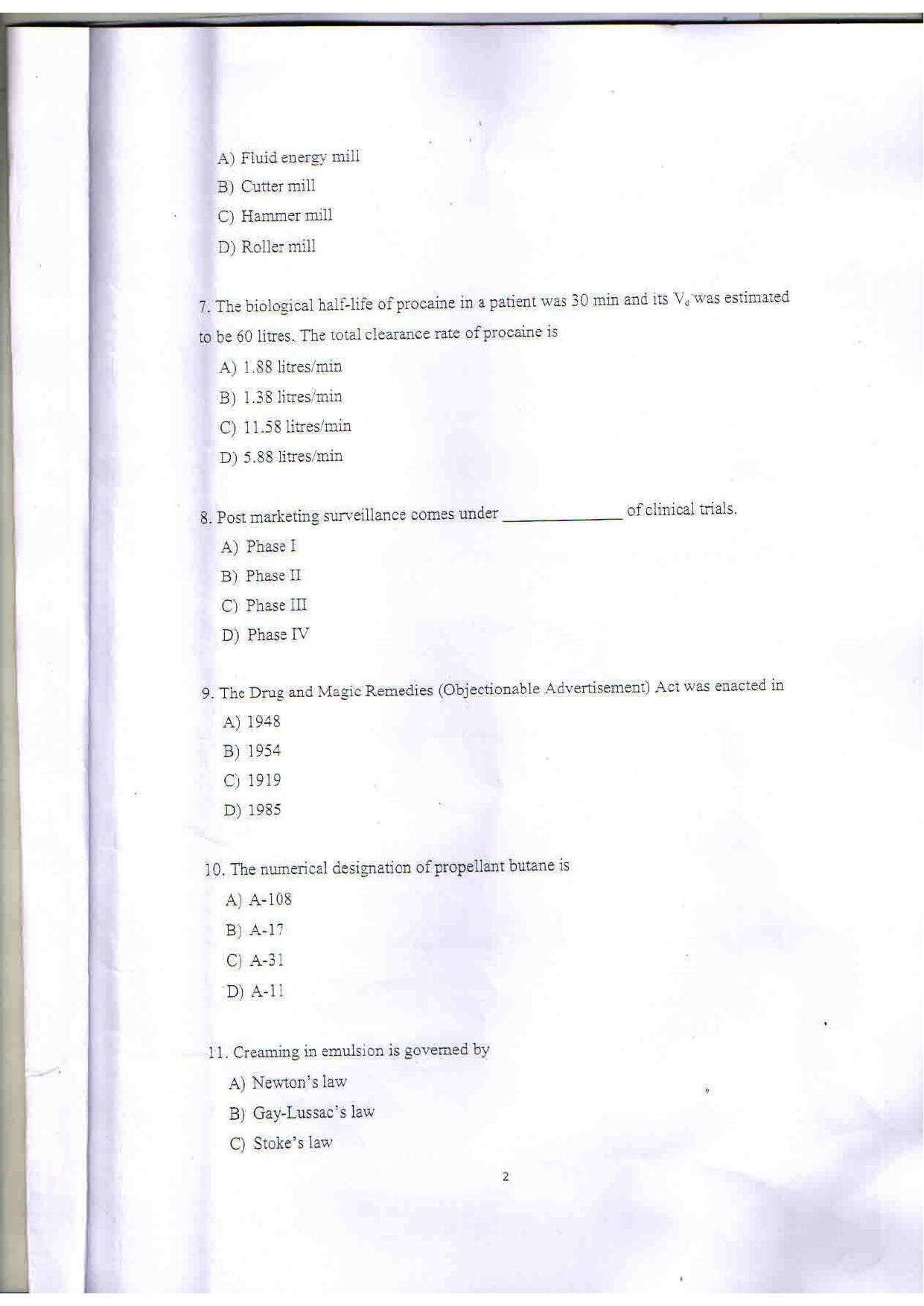 KUET 2023 M.Pharma Question Paper - Page 2