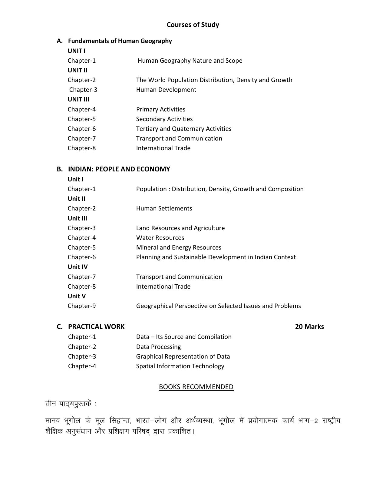 HP Board Class 12th Syllabus for Geography - Page 2
