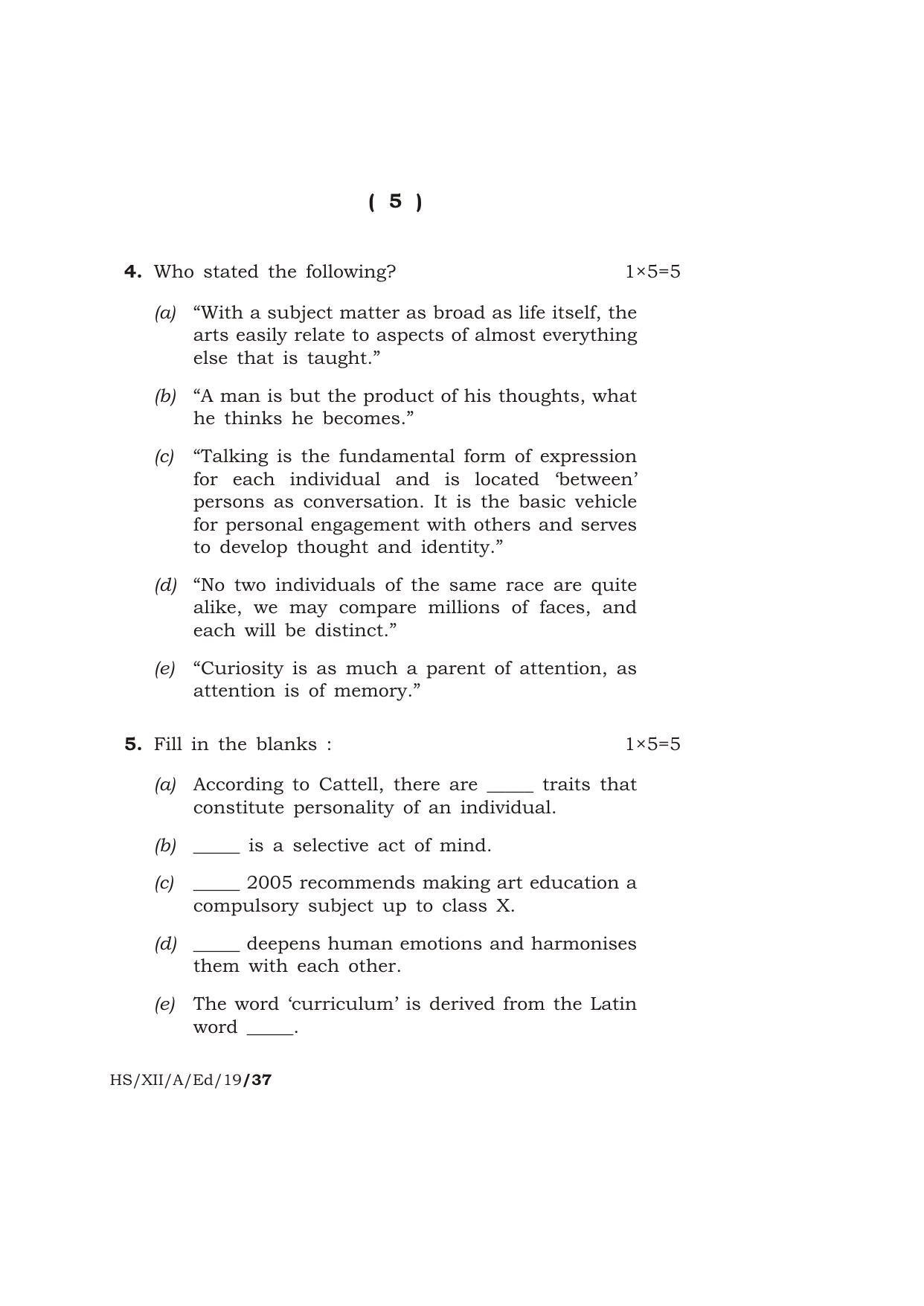 Meghalaya Board (MBOSE) Class 12 EDUCATION 2019 Question Paper - Page 5