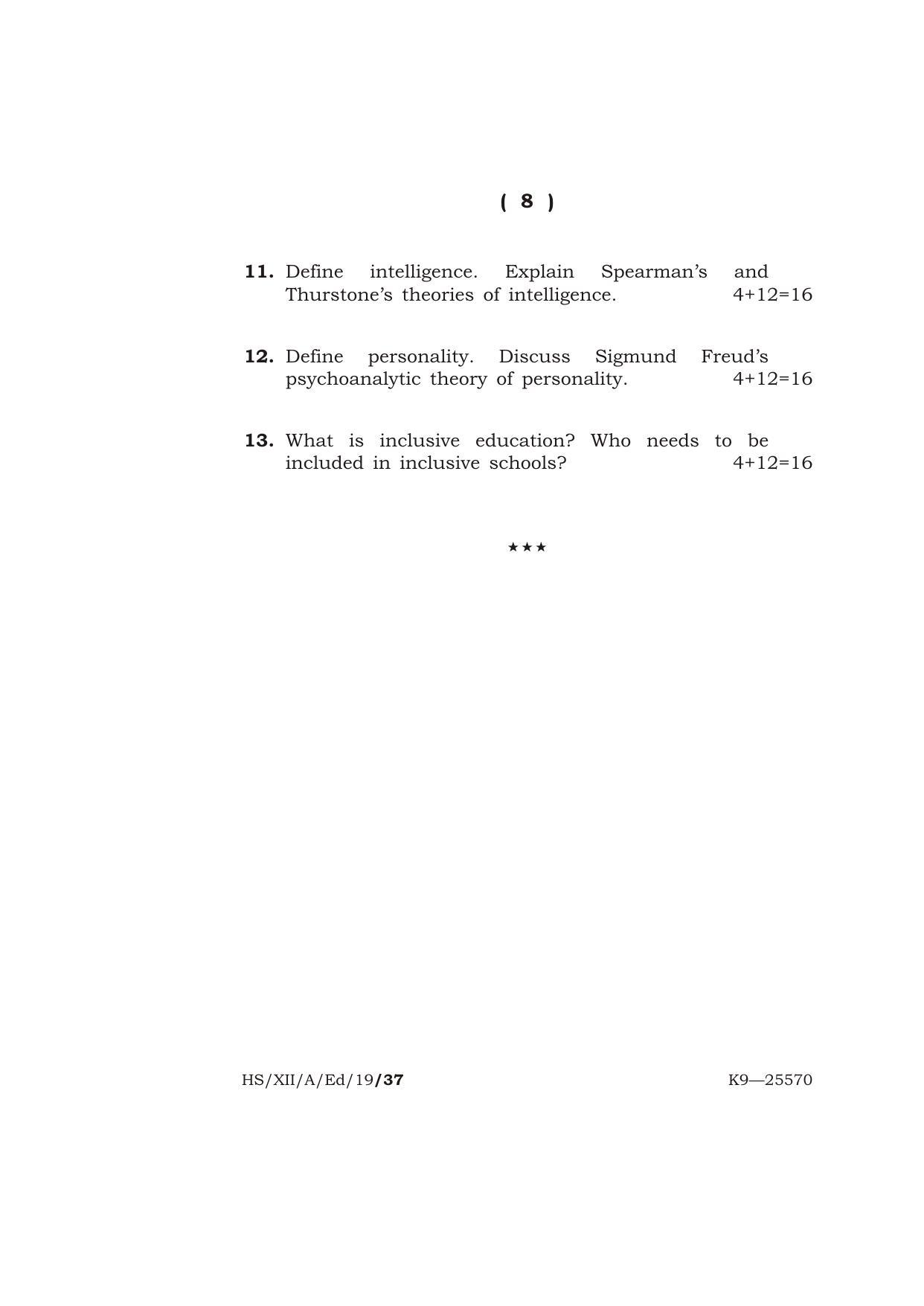 Meghalaya Board (MBOSE) Class 12 EDUCATION 2019 Question Paper - Page 8