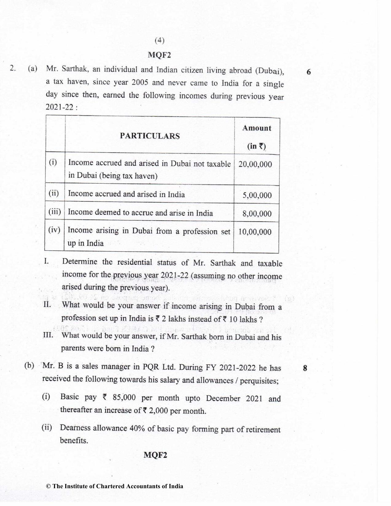 CA Inter Nov 2022 Question Paper - Paper 4 – Taxation - Page 4