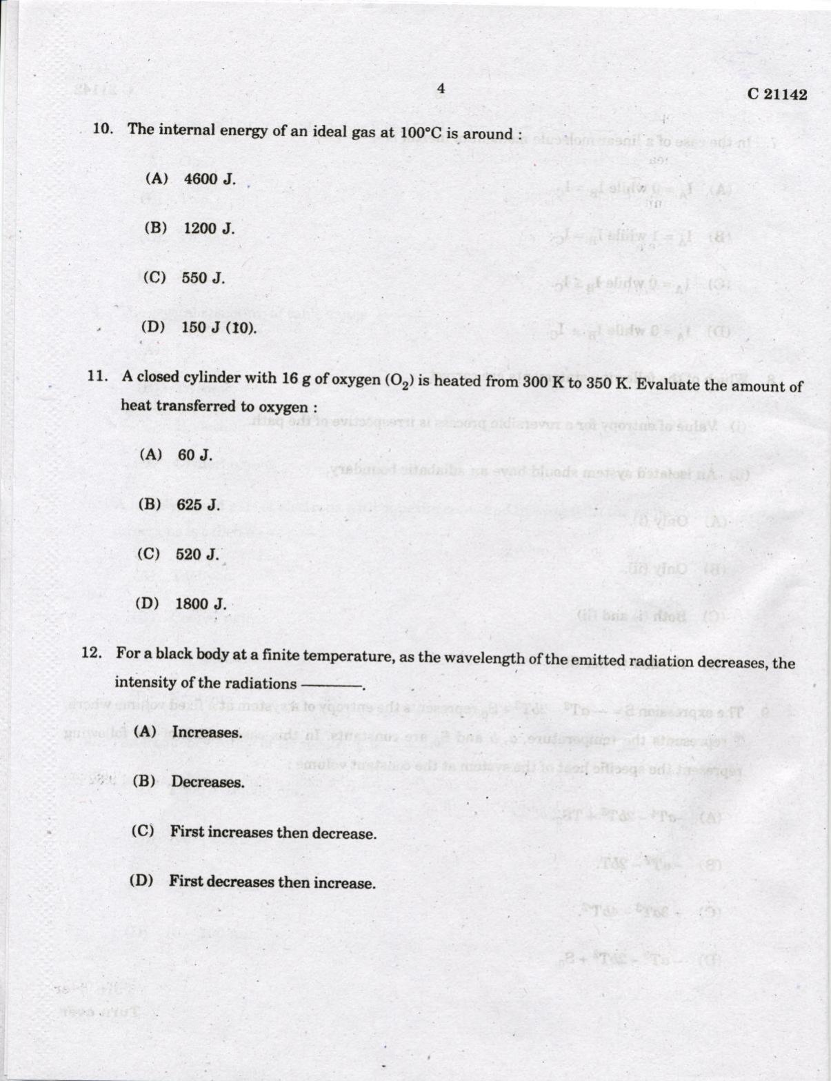 CUCAT 2022 M.Sc. Physics, M.Sc. Radiation Physics & M.Sc Physics (Nanoscience) Question Paper - Page 4