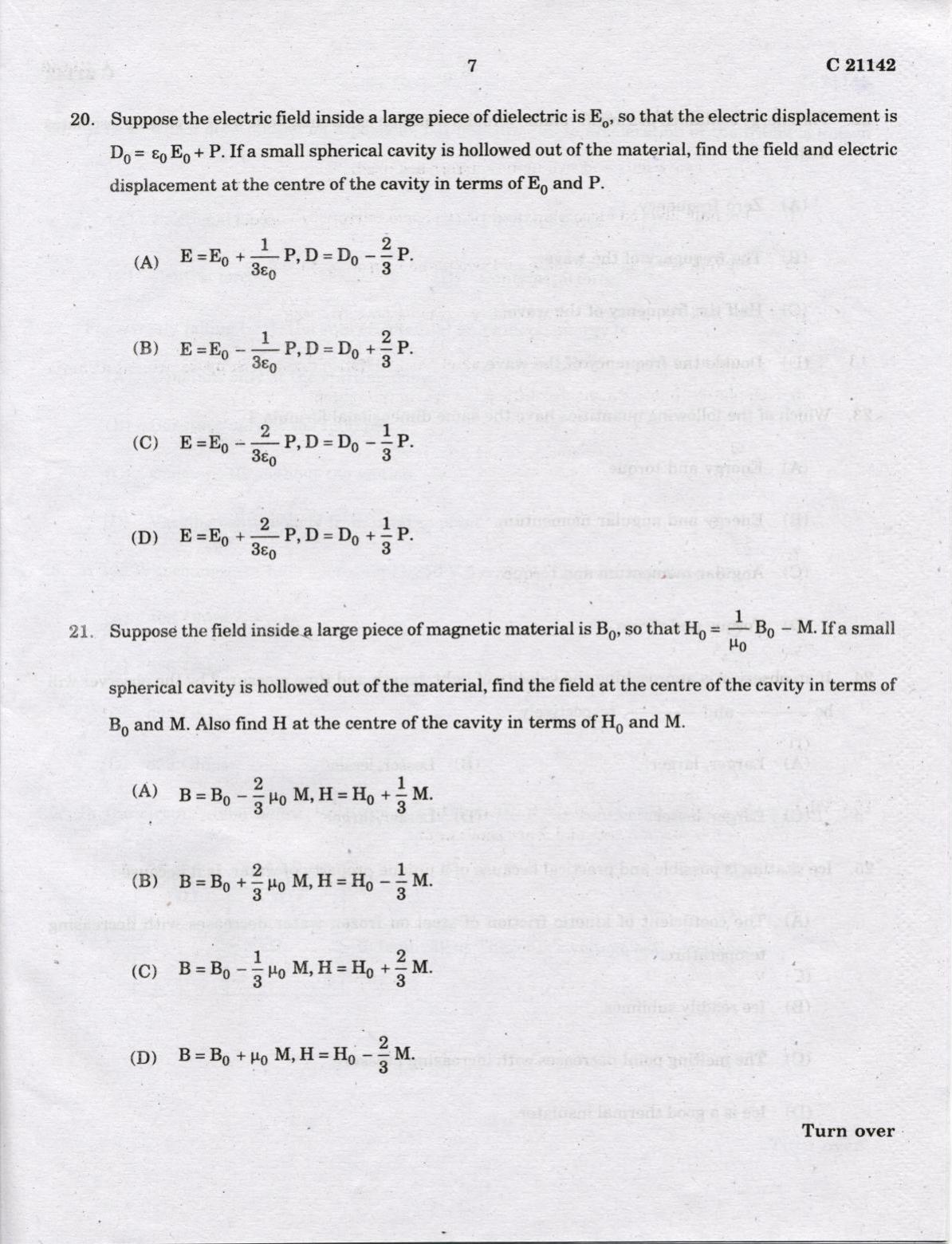 CUCAT 2022 M.Sc. Physics, M.Sc. Radiation Physics & M.Sc Physics (Nanoscience) Question Paper - Page 7