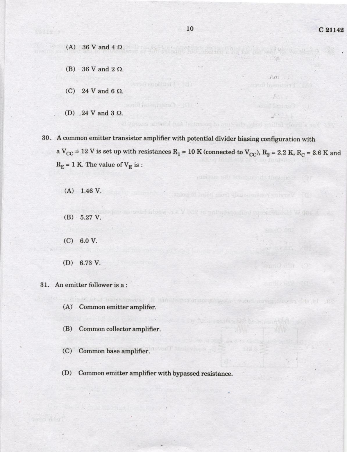 CUCAT 2022 M.Sc. Physics, M.Sc. Radiation Physics & M.Sc Physics (Nanoscience) Question Paper - Page 10