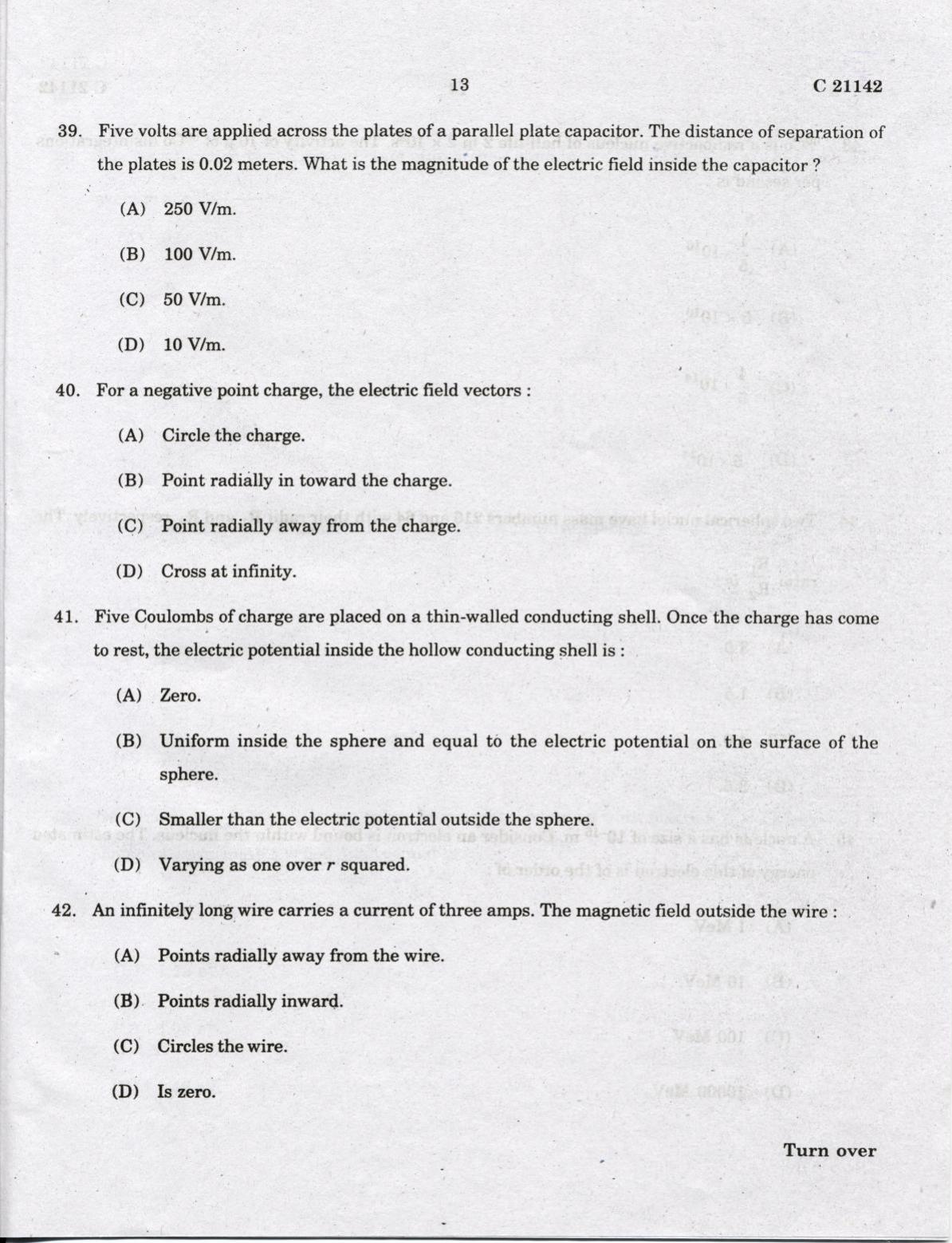 CUCAT 2022 M.Sc. Physics, M.Sc. Radiation Physics & M.Sc Physics (Nanoscience) Question Paper - Page 13