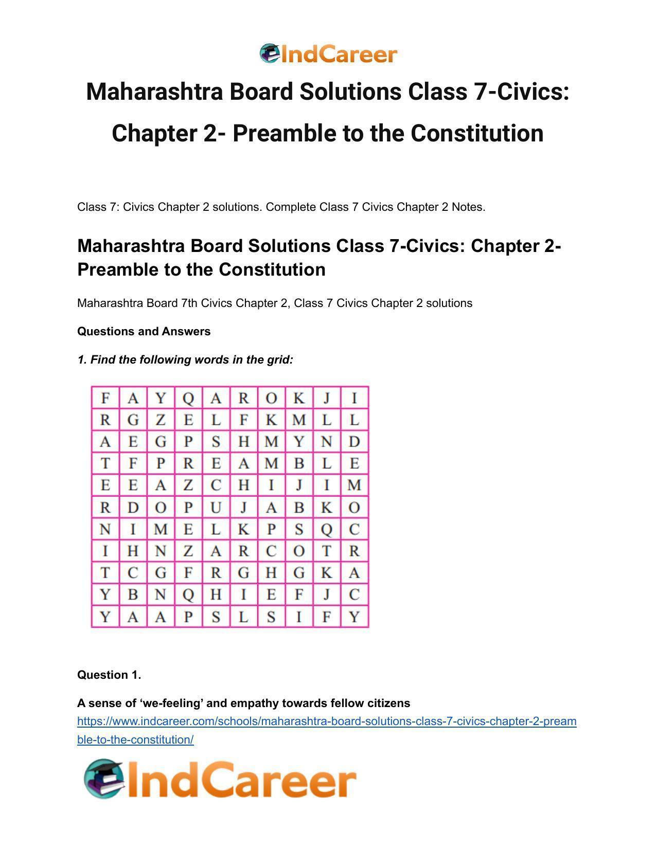 Maharashtra Board Solutions Class 7-Civics: Chapter 2- Preamble to the Constitution - Page 2