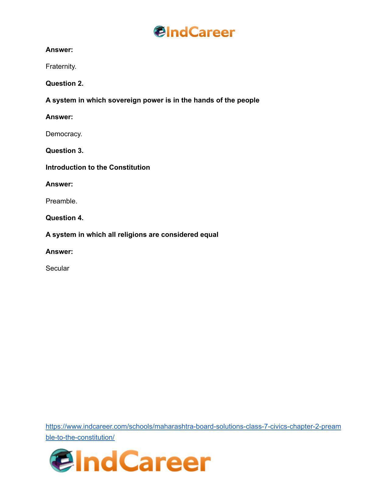 Maharashtra Board Solutions Class 7-Civics: Chapter 2- Preamble to the Constitution - Page 3