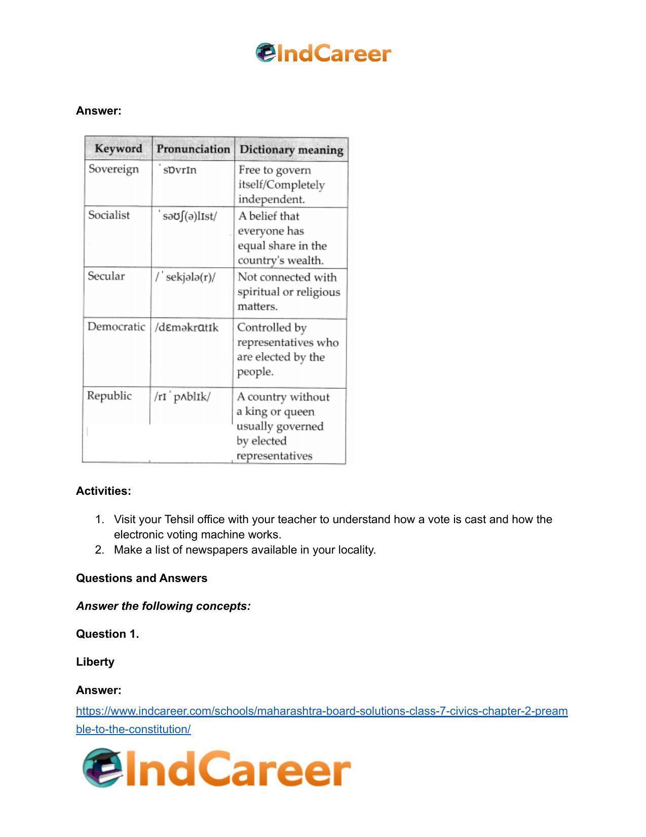 Maharashtra Board Solutions Class 7-Civics: Chapter 2- Preamble to the Constitution - Page 7
