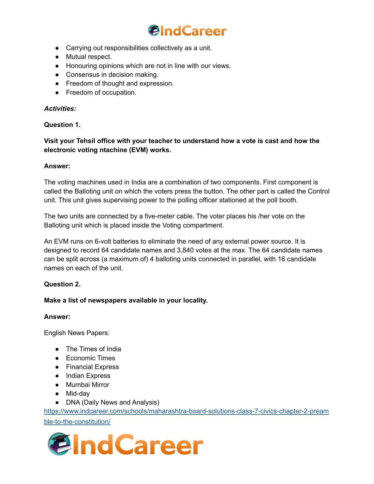 Maharashtra Board Solutions Class 7-Civics: Chapter 2- Preamble to the Constitution - Page 9